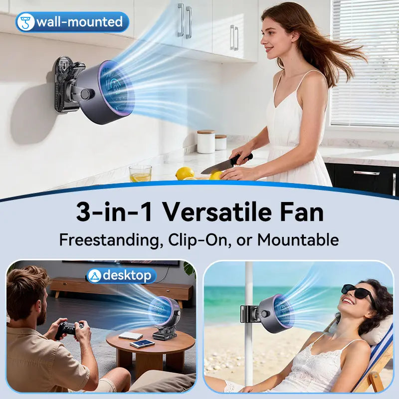 4000mAh Rechargeable Portable Clip on Fan-100-Speed Touch Control, LED Display, 360° Rotate Quiet Turbo Desk Fan, Small Battery Operated USB Fan for Stroller Bed Travel Camping Golf Gym summerwins,dorm essentials,home essentials