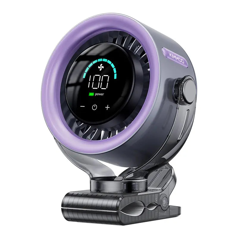 4000mAh Rechargeable Portable Clip on Fan-100-Speed Touch Control, LED Display, 360° Rotate Quiet Turbo Desk Fan, Small Battery Operated USB Fan for Stroller Bed Travel Camping Golf Gym summerwins,dorm essentials,home essentials - Color: Gray