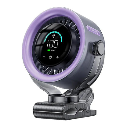 4000mAh Rechargeable Portable Clip on Fan-100-Speed Touch Control, LED Display, 360° Rotate Quiet Turbo Desk Fan, Small Battery Operated USB Fan for Stroller Bed Travel Camping Golf Gym summerwins,dorm essentials,home essentials - Color: Gray